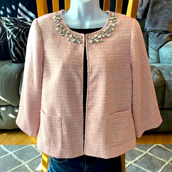 NWT Pink Joan Rivers Rhinestone Pearl Blazer M